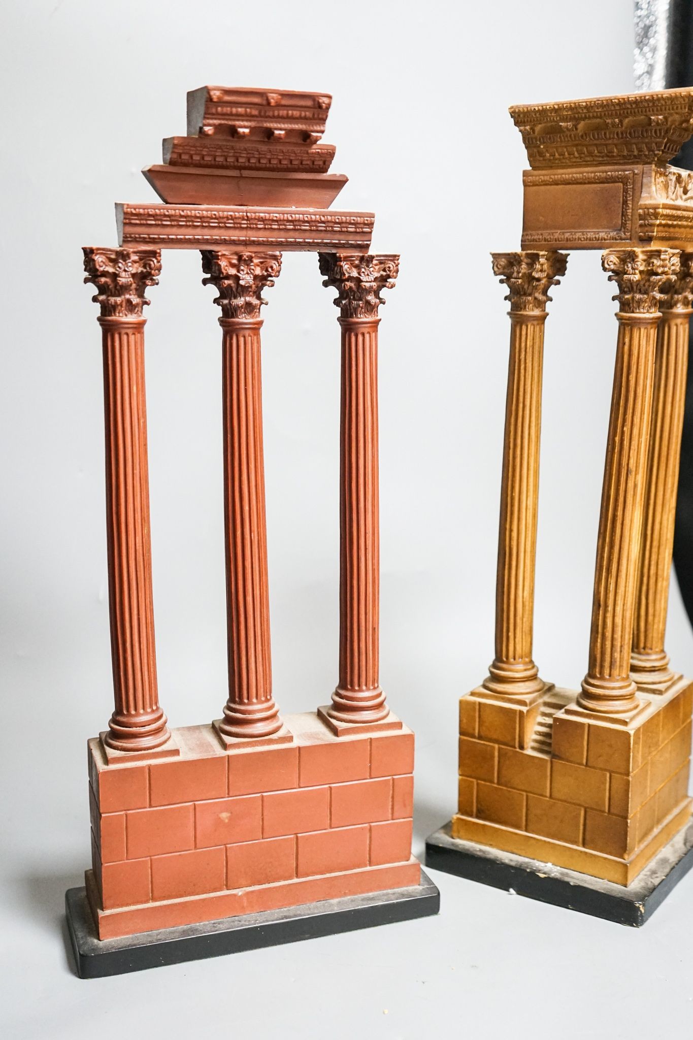 A reproduction resin model of temple of Castor and Pollux and another reproduction temple model (2) 44cm